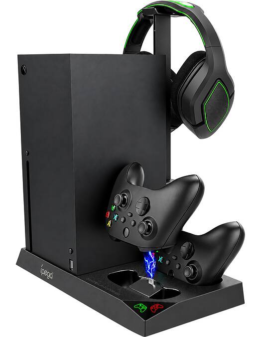 Xbox Series X večnamensko polnilno stojalo s hlajenjem in 2 baterijama za kontroler črne barve iPega
