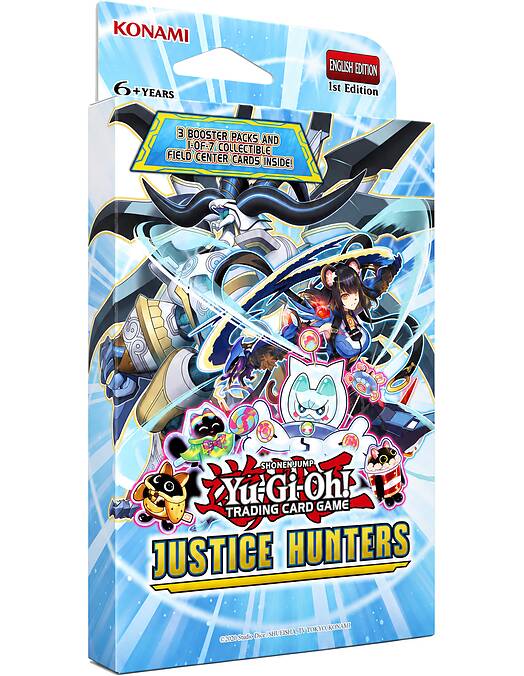 Yu Gi Oh TCG Justice Hunters Tuckbox komplet 3 paketov igralnih kart