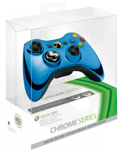 Xbox 360 brezžični kontroler CHROME Limited Edition, moder