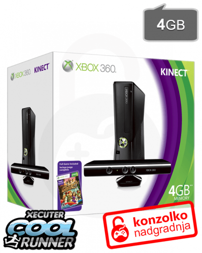 Rabljeno Xbox 360 Slim 4GB Kinect + JTAG/RGH Ultimate + Garancija, črn