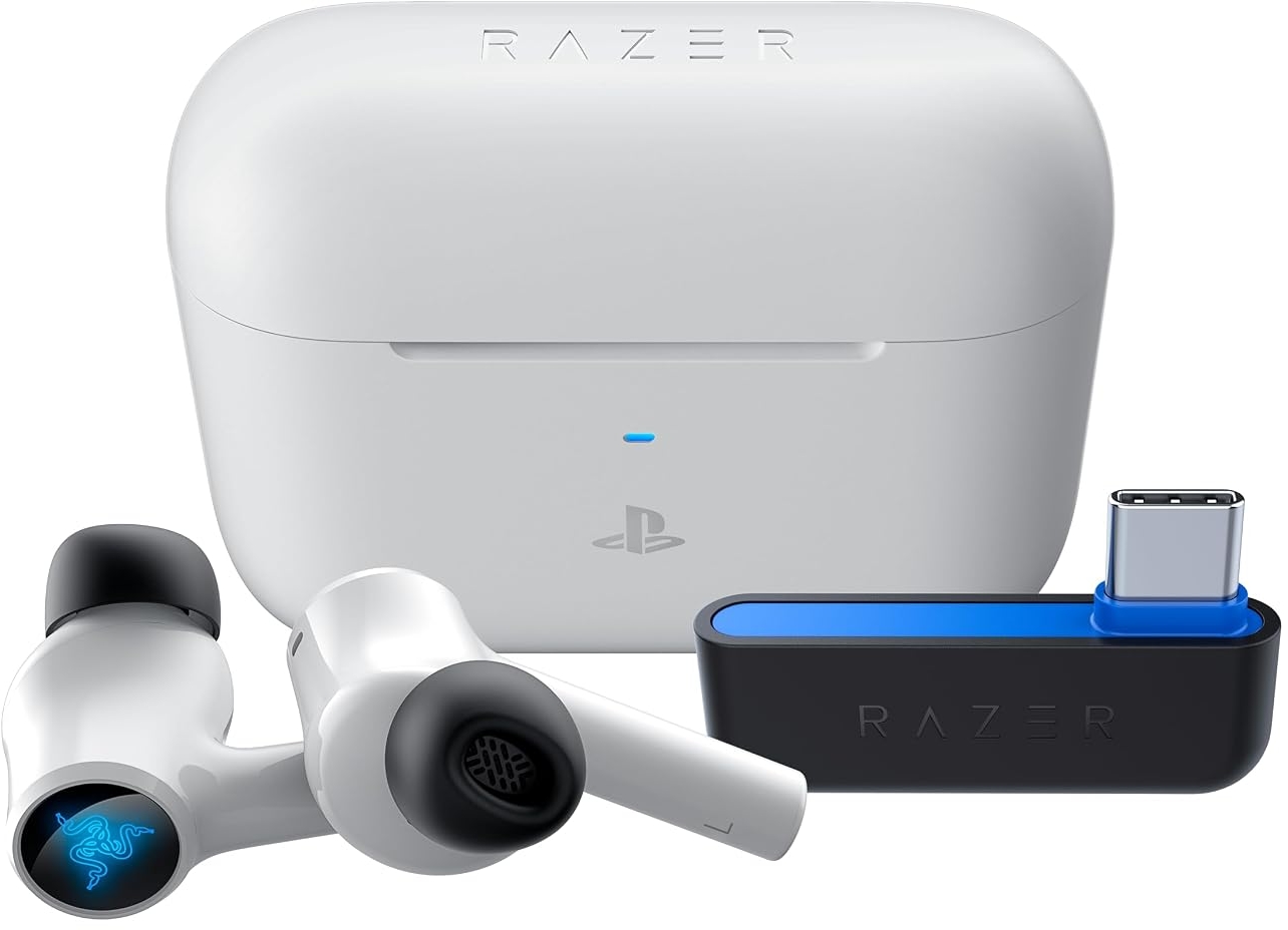 Razer Hammerhead HyperSpeed brezžične ušesne slušalke bele barve za PlayStation Razer Hammerhead HyperSpeed brezžične ušesne slušalke bele barve za PlayStation