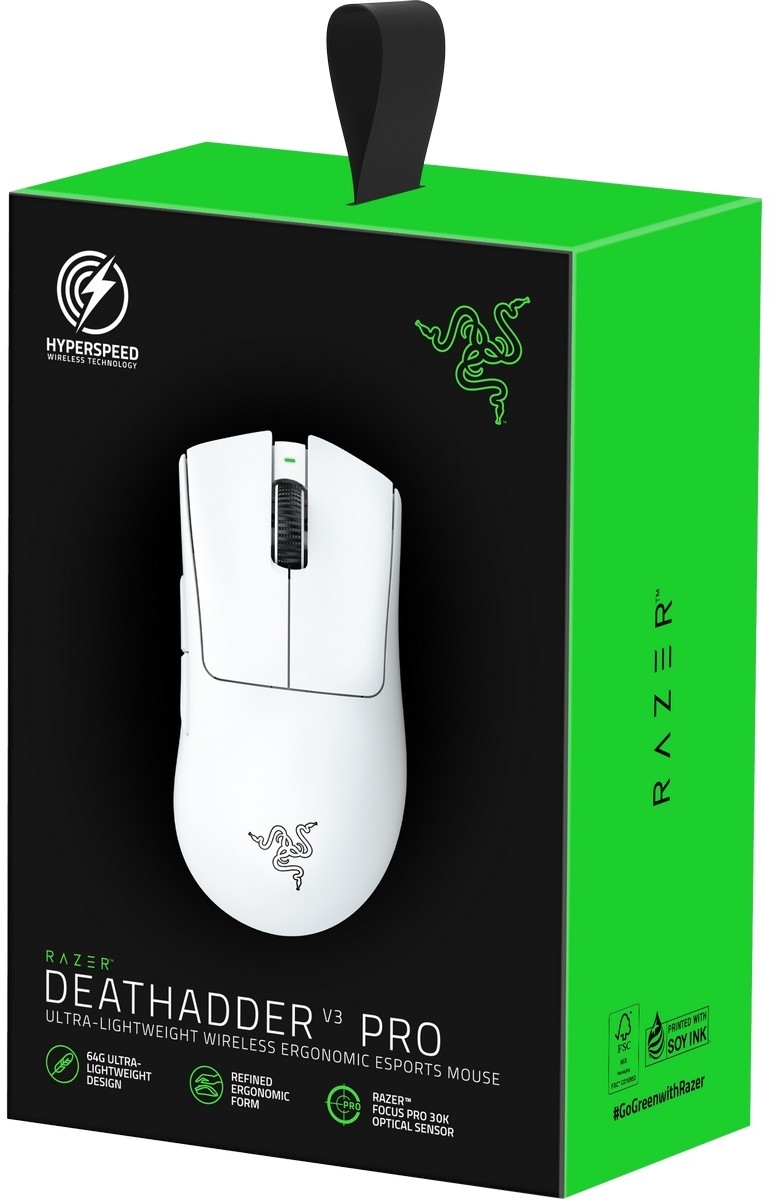 Razer DeathAdder V3 Pro gaming miška bele barve Razer DeathAdder V3 Pro gaming miška bele barve