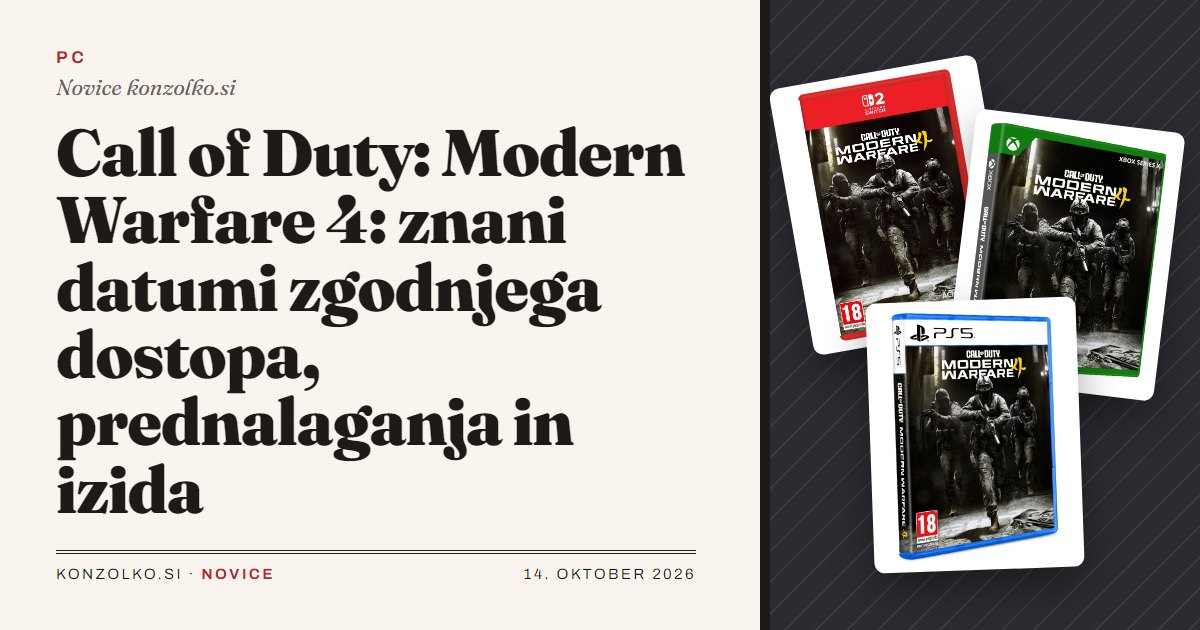 Call of Duty: Modern Warfare 4: znani datumi zgodnjega dostopa, prednalaganja in izida