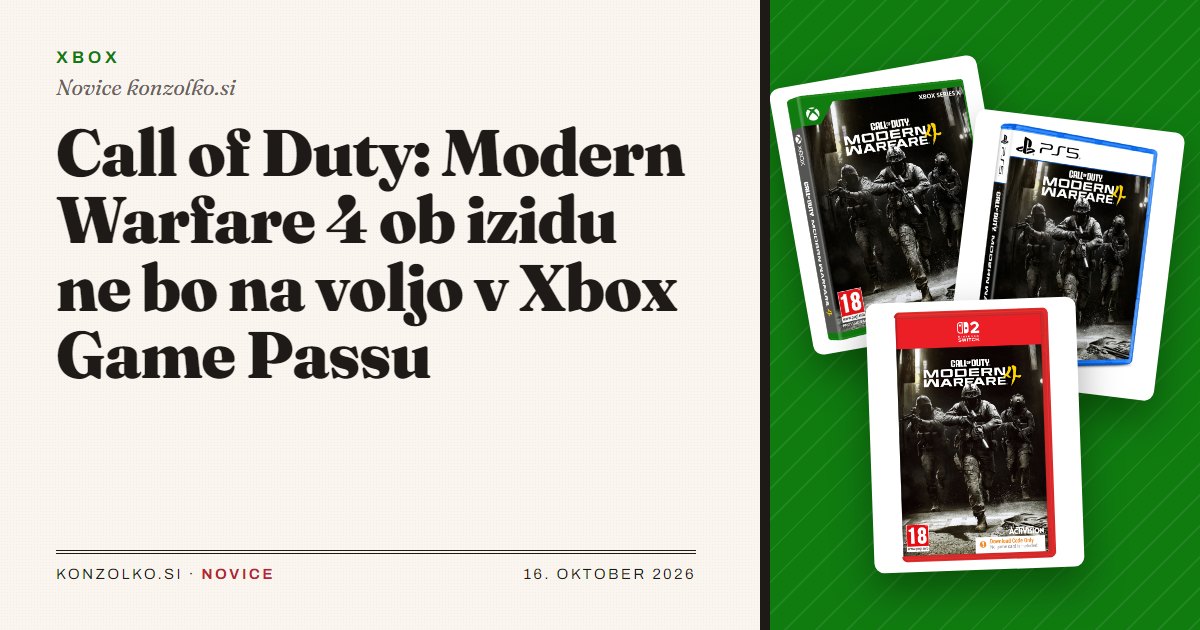 Call of Duty: Modern Warfare 4 ob izidu ne bo na voljo v Xbox Game Passu
