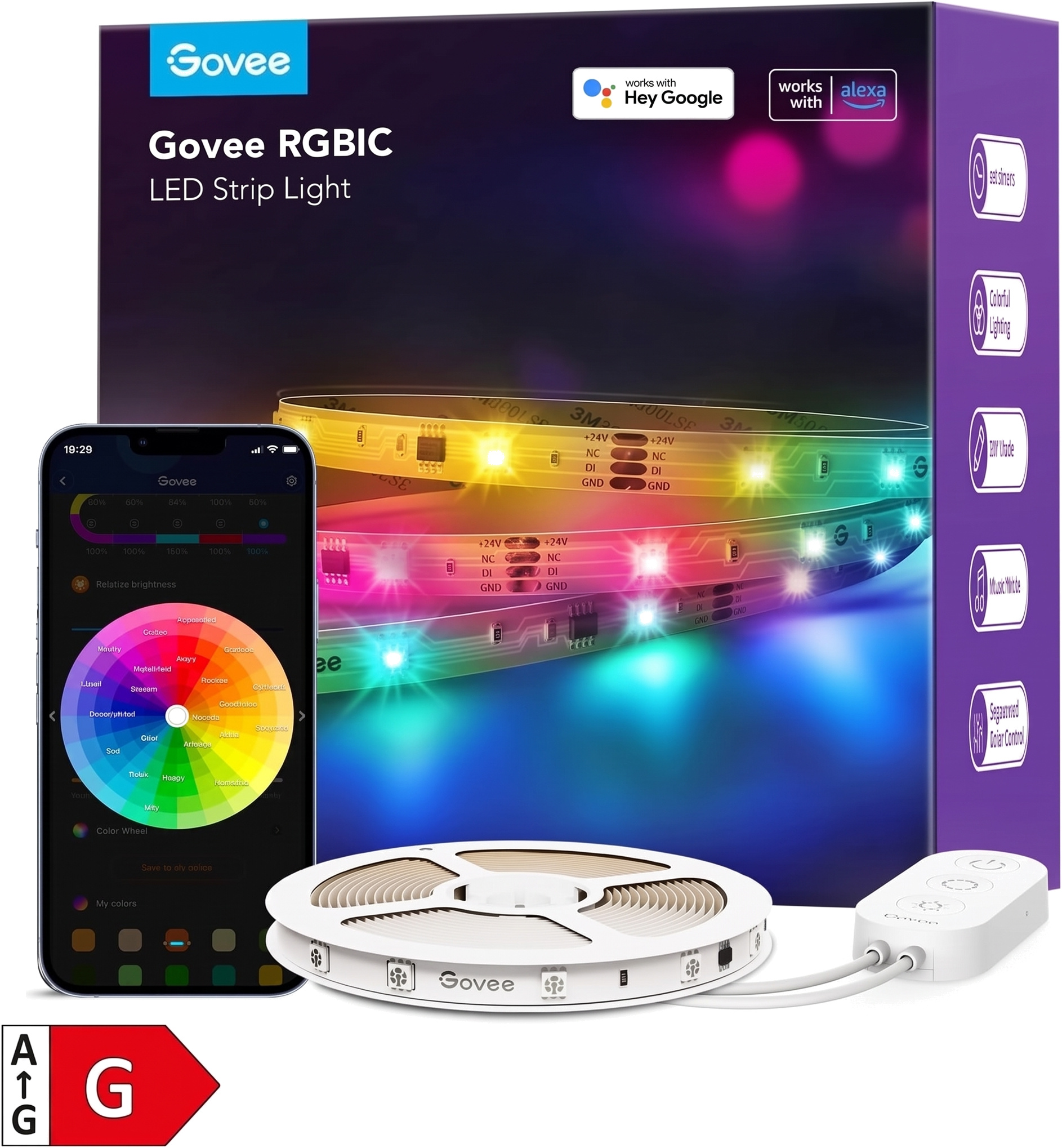 Govee RGBIC Basic Wi-Fi in Bluetooth LED trak dolžine 10 metrov Govee RGBIC Basic Wi-Fi in Bluetooth LED trak dolžine 10 metrov
