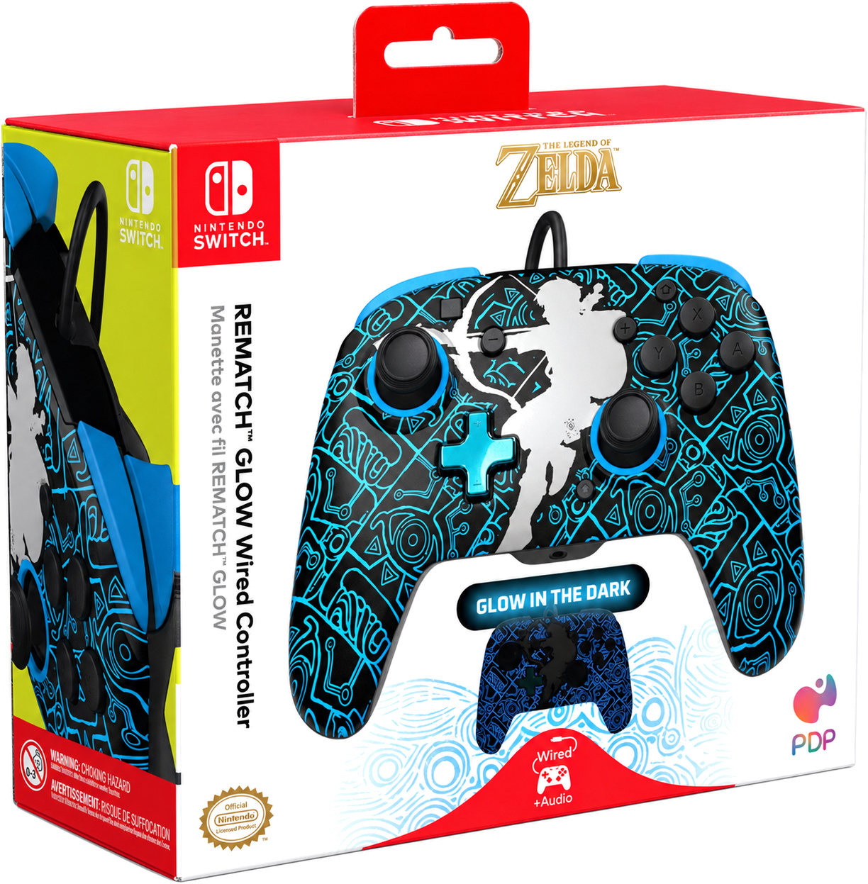 PDP žični kontroler Rematch Glow Link svetleč v temi za Nintendo Switch 1 & 2 PDP žični kontroler Rematch Glow Link svetleč v temi za Nintendo Switch 1 & 2