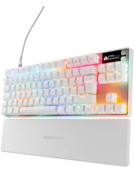 SteelSeries Apex Pro TKL Gen 3 brezžična igralna tipkovnica bele barve z magnetnimi stikali in UK postavitvijo QWERTY