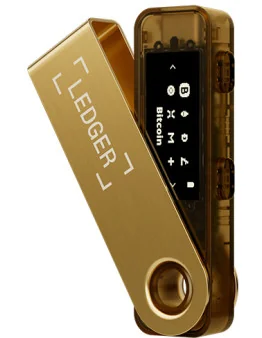 Ledger Nano S Plus strojna denarnica za kriptovalute zlate barve