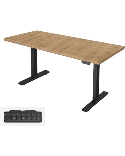 UVI Lite V2 električna dvižna miza Chalet Oak s črnim okvirom