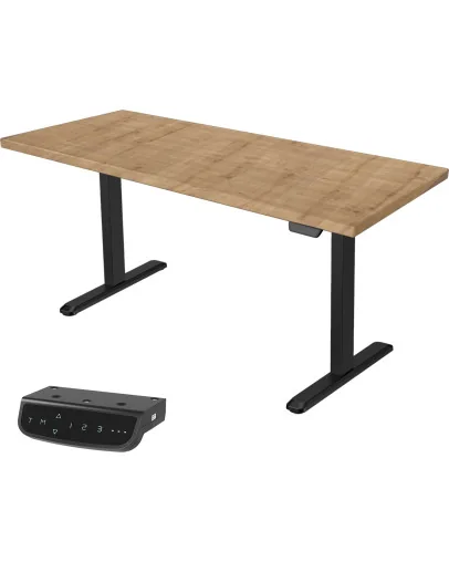 UVI Standard V2 električna dvižna miza Chalet Oak s črnim okvirom