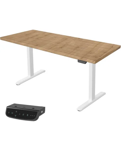 UVI Standard V2 električna dvižna miza Chalet Oak z belim okvirom